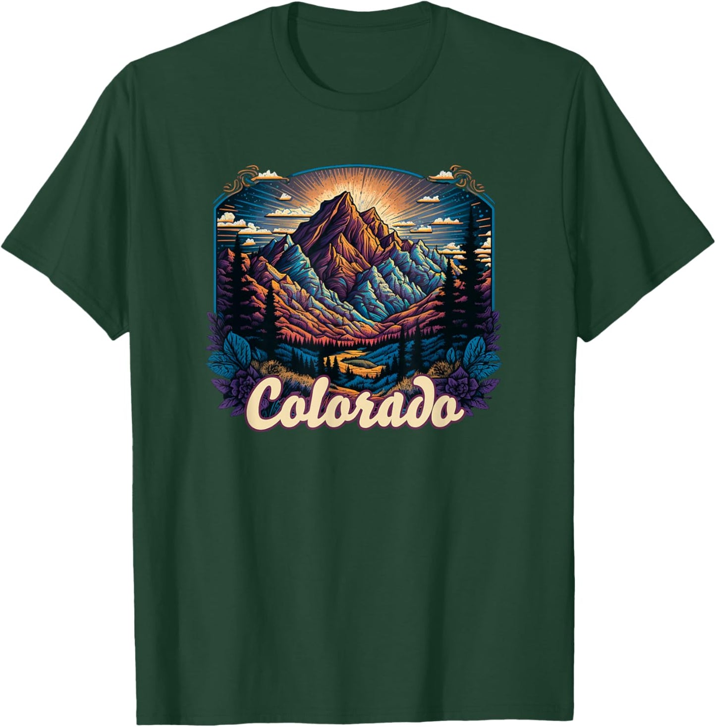 Colorado Mountains Classic Graphic Design Colorado T-Shirt - T-Shirt | Forest