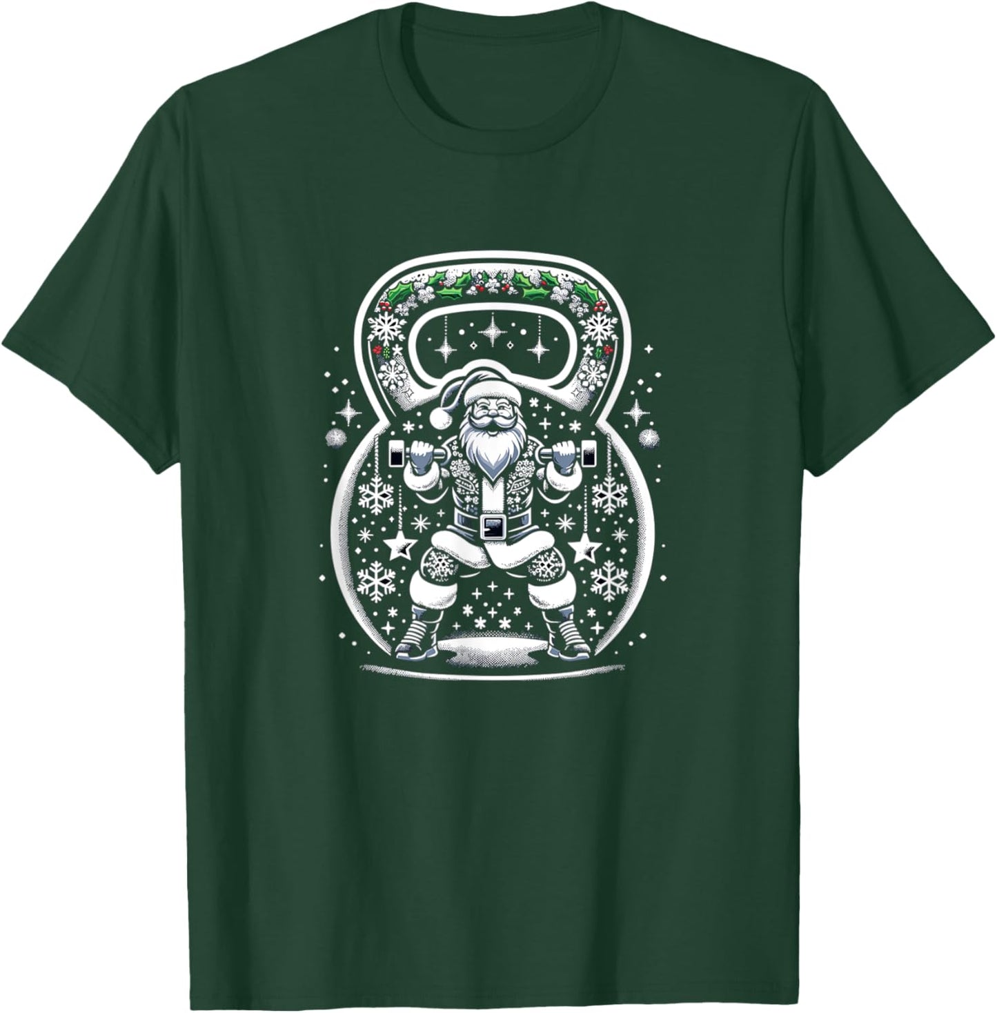 Buff Santa Kettlebell Christmas T-Shirt - T-Shirt | Forest