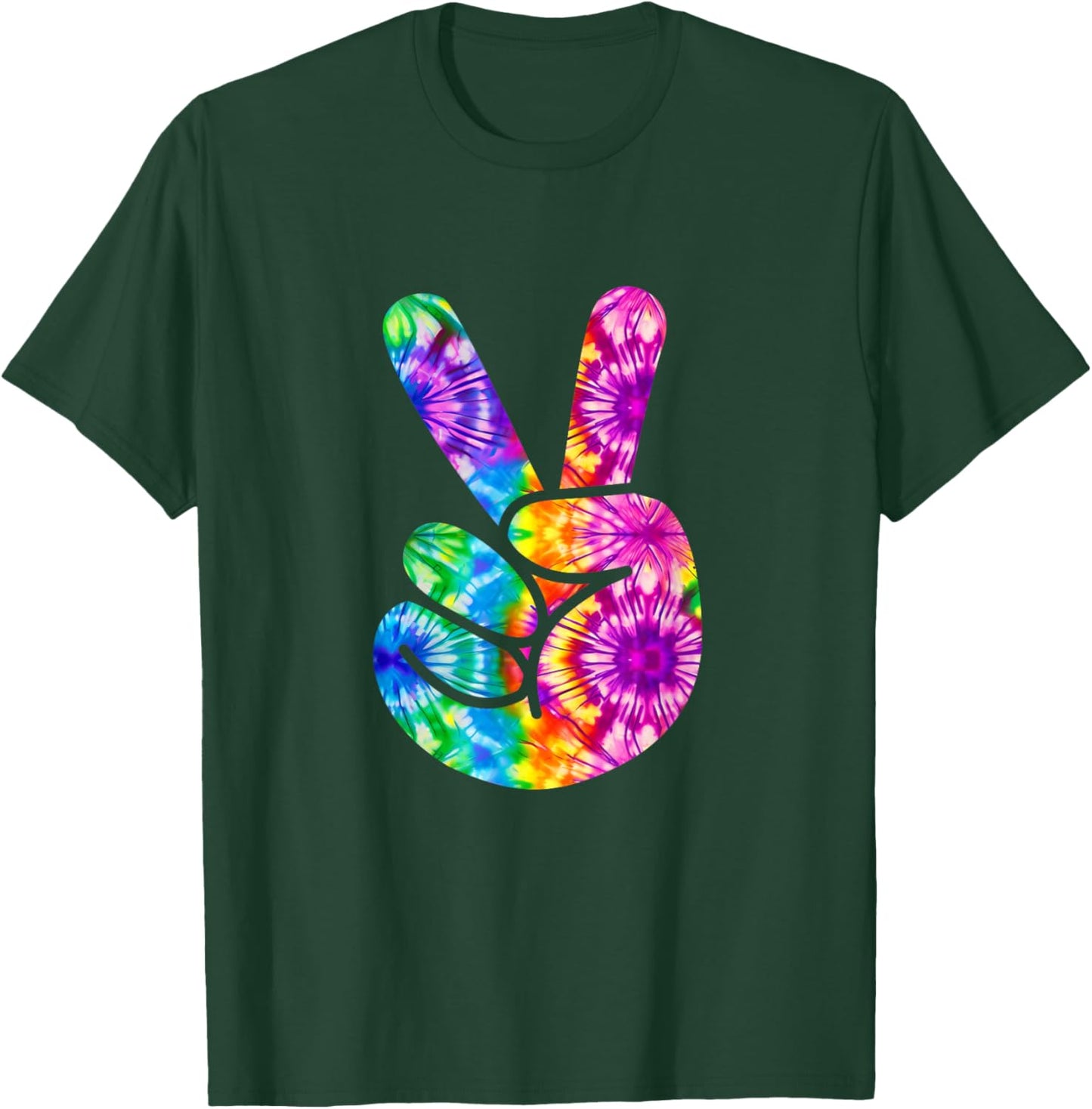 Tie Dye Groovy Peace Sign 70s Hippie Vintage Girls and Women T-Shirt - T-Shirt | Forest