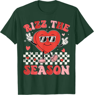 Rizz the Season Funny Valentine Groovy Valentine Rizzler T-Shirt - T-Shirt | Forest