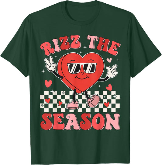 Rizz the Season Funny Valentine Groovy Valentine Rizzler T-Shirt - T-Shirt | Forest