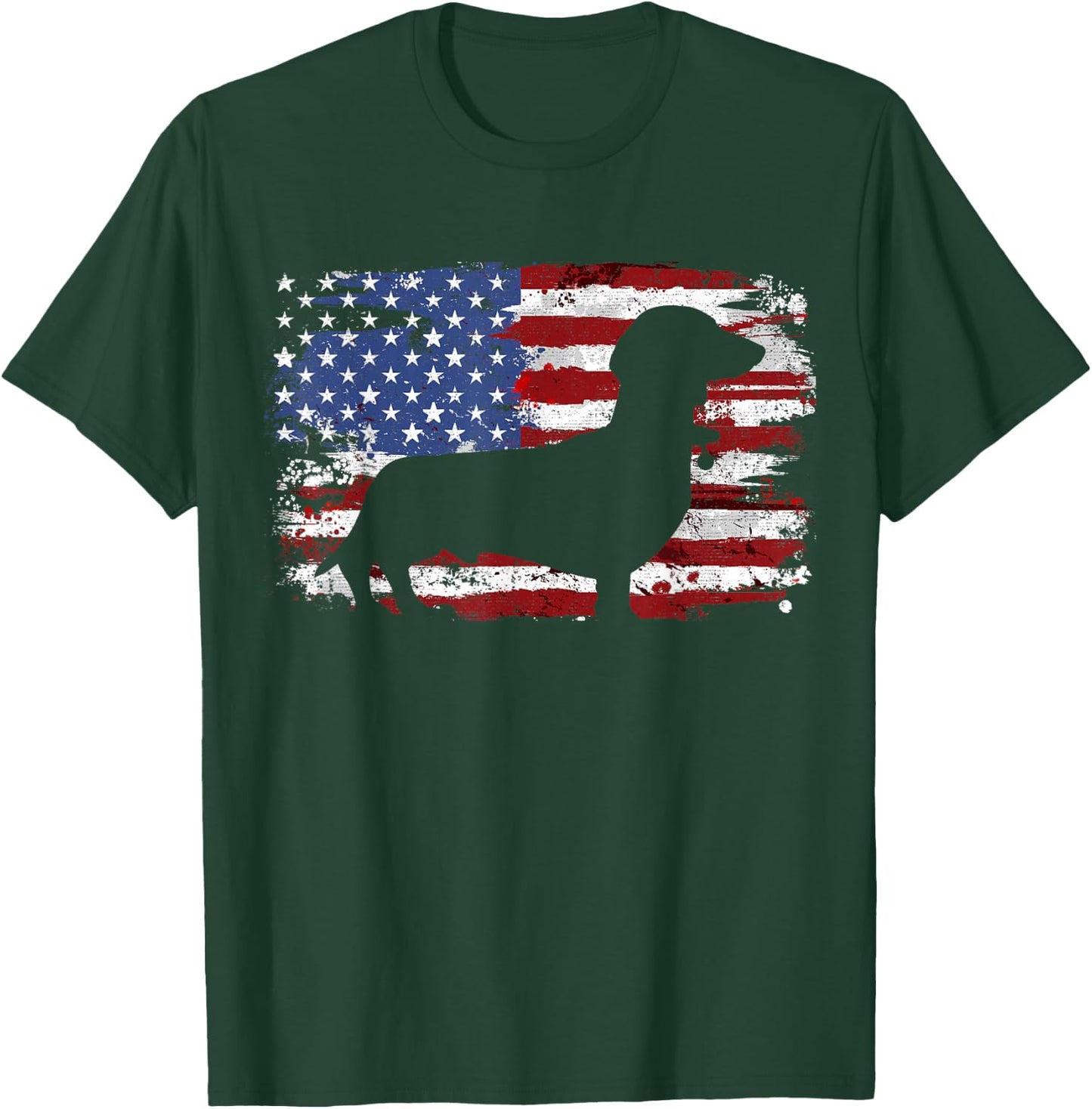 Dachshund Weiner Vintage American Flag Small T-Shirt - T-Shirt | Forest