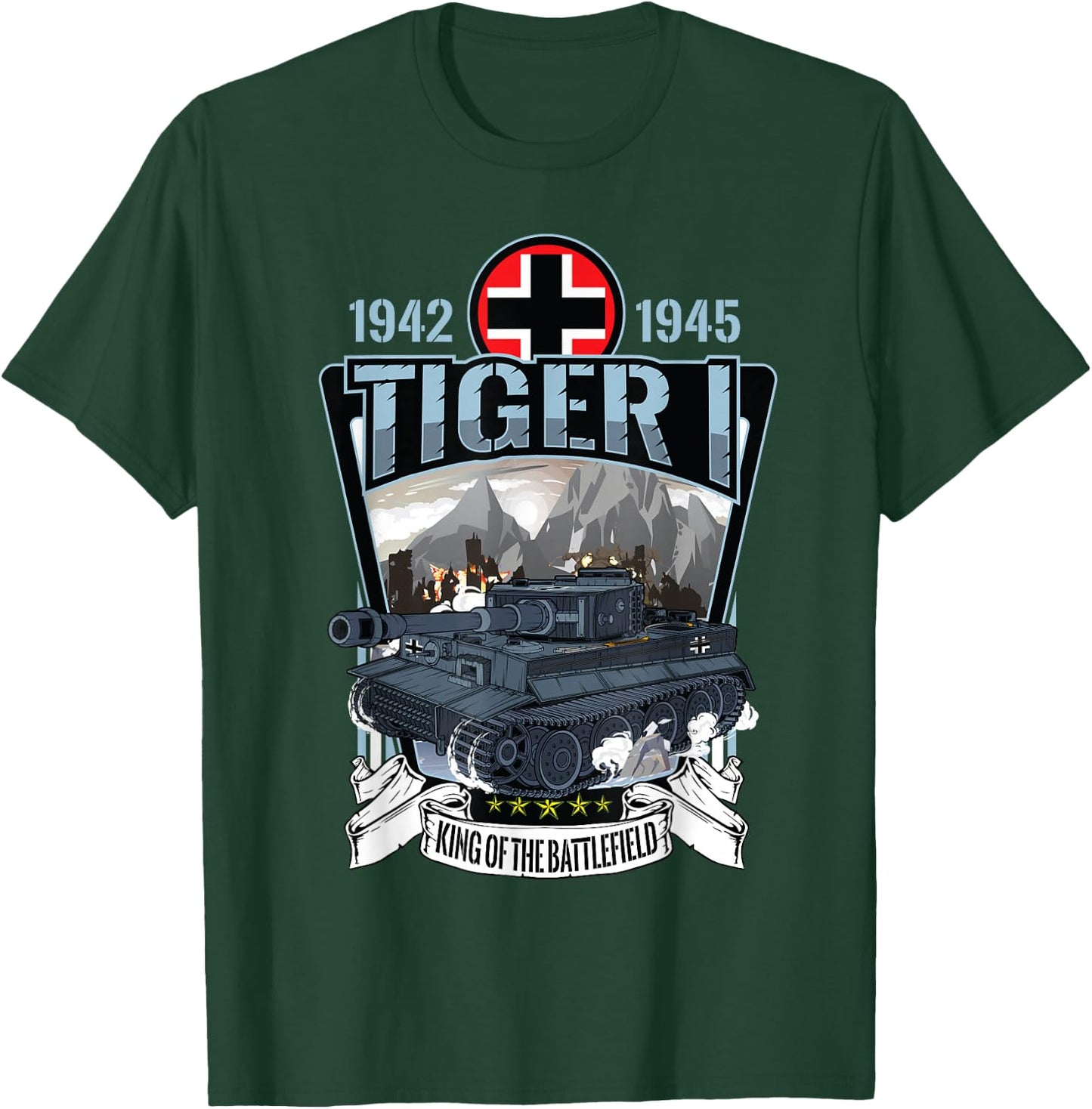 Vintage World War 2 German Tank Tiger I (1) Gift T-Shirt - T-Shirt | Forest
