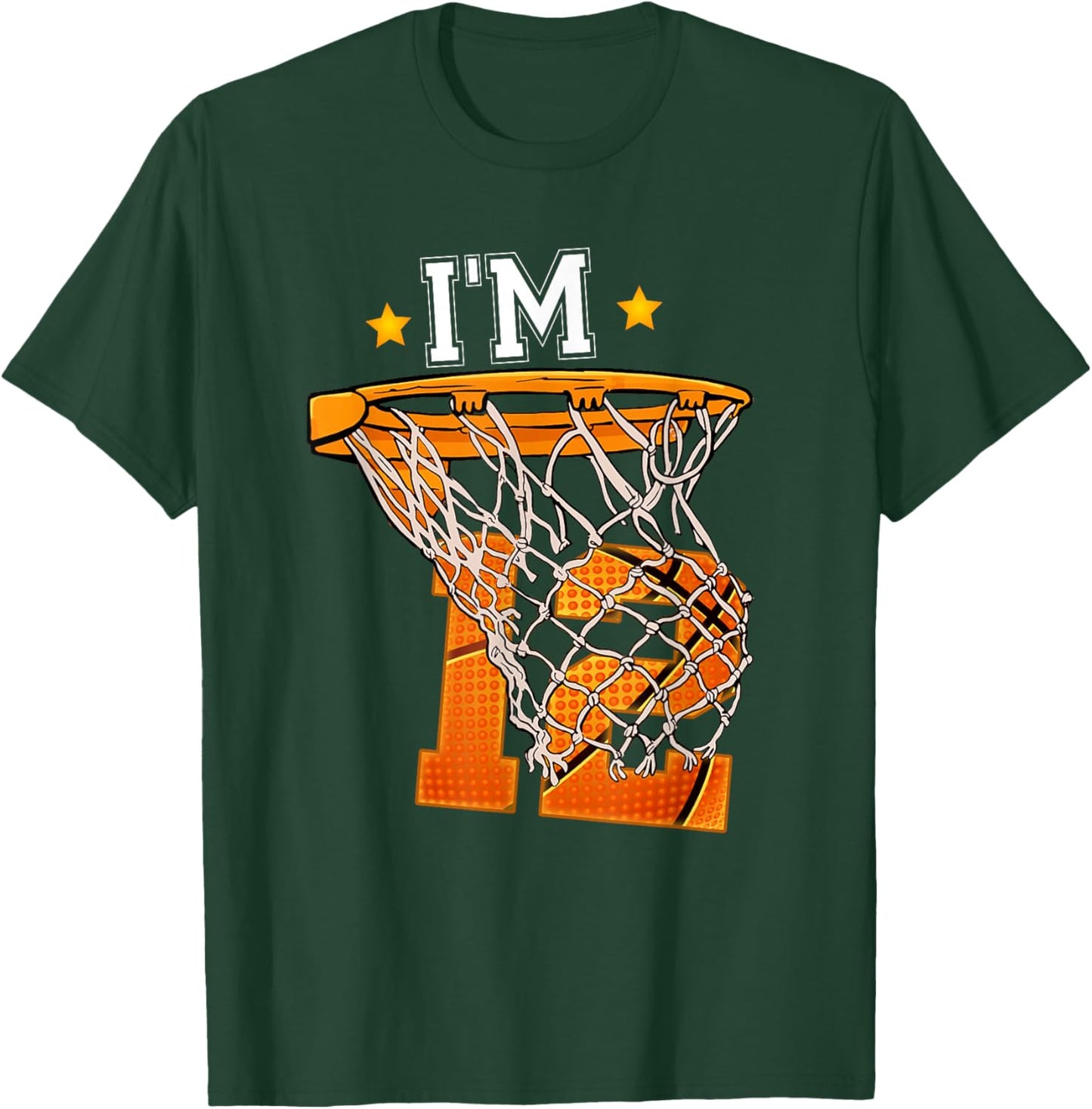 12th Birthday Basketball Shirt I'm 12 Boy Girl 12th Birthday T-Shirt - T-Shirt | Forest