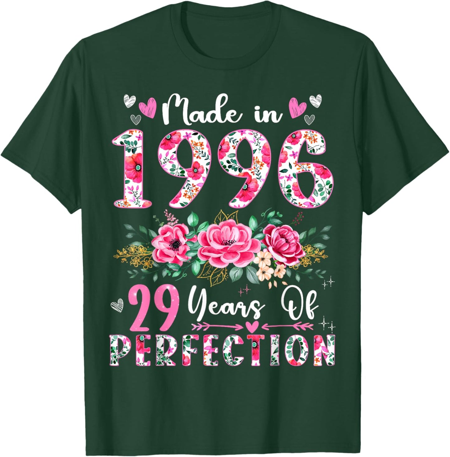 29 Year Old Made In 1996 Floral 29th Birthday Women T-Shirt - T-Shirt | Forest