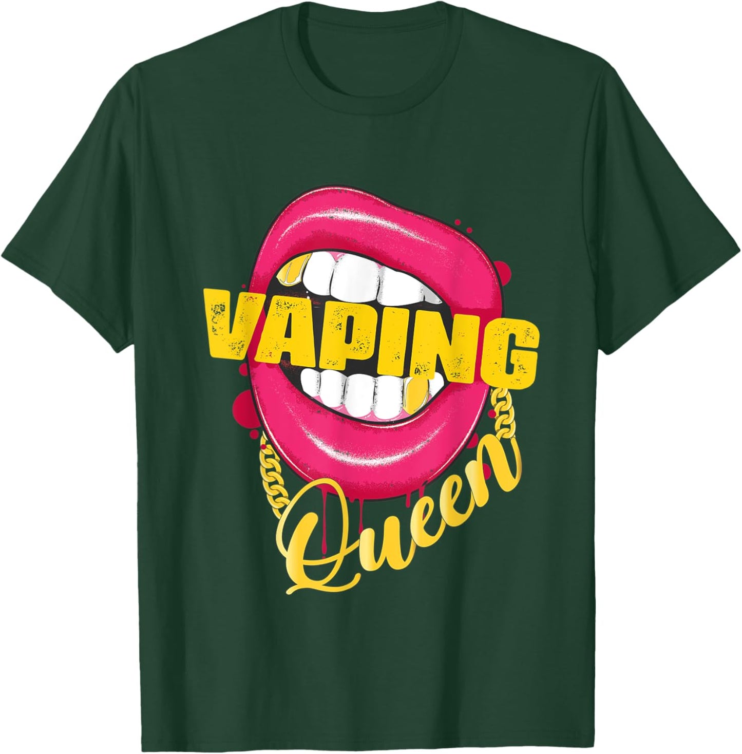 Vaping Queen Golden Necklace Vape woman T-Shirt - T-Shirt | Forest