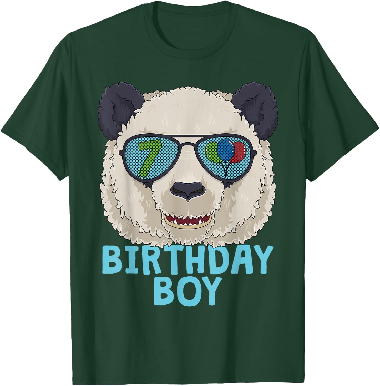 Panda 7th Birthday Boy T Sunglasses 7 Year Old Party T-Shirt - T-Shirt | Forest
