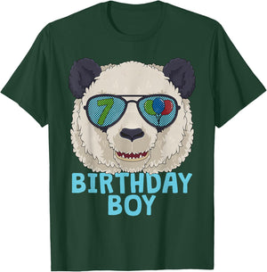 Panda 7th Birthday Boy T Sunglasses 7 Year Old Party T-Shirt - T-Shirt | Forest