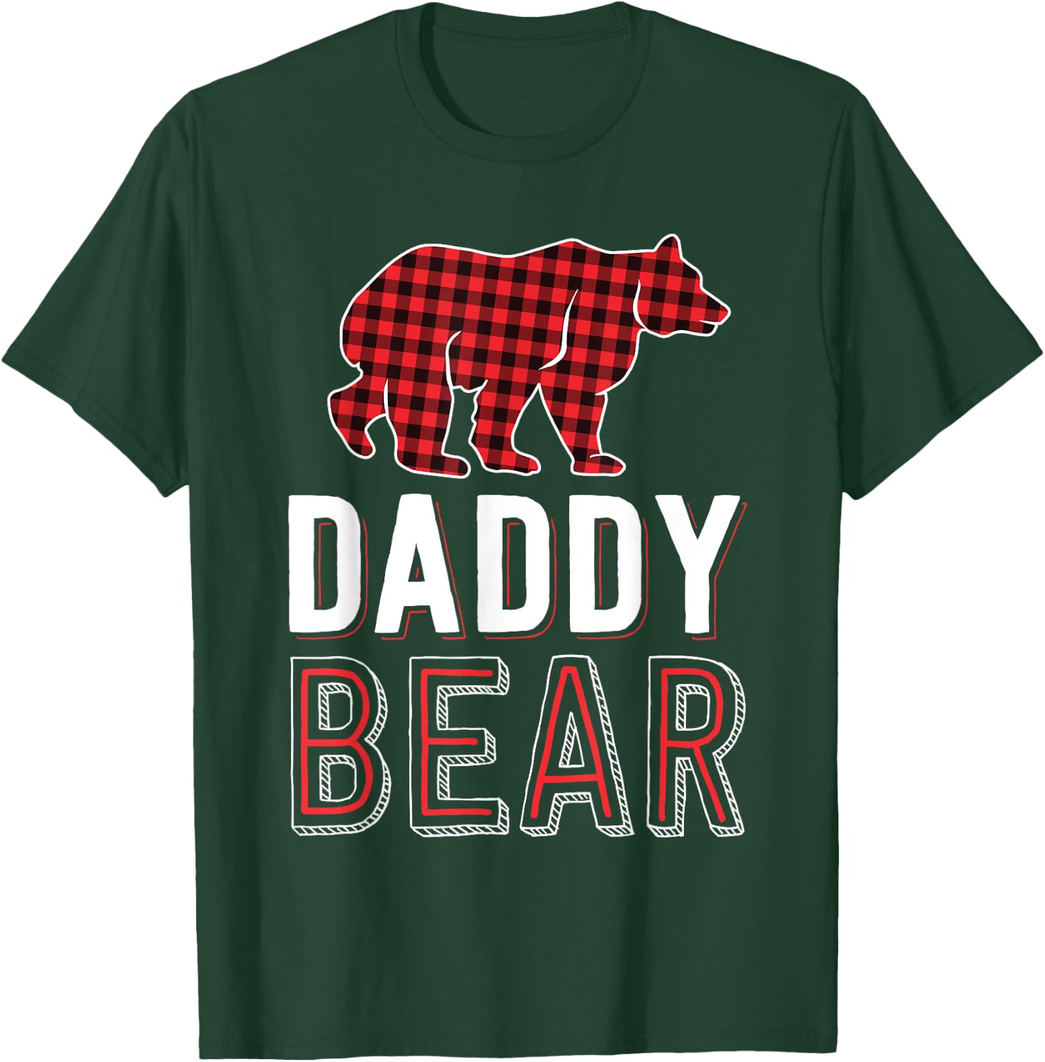 Daddy Bear Dad Red Buffalo Plaid Matching Family Christmas T-Shirt - T-Shirt | Forest