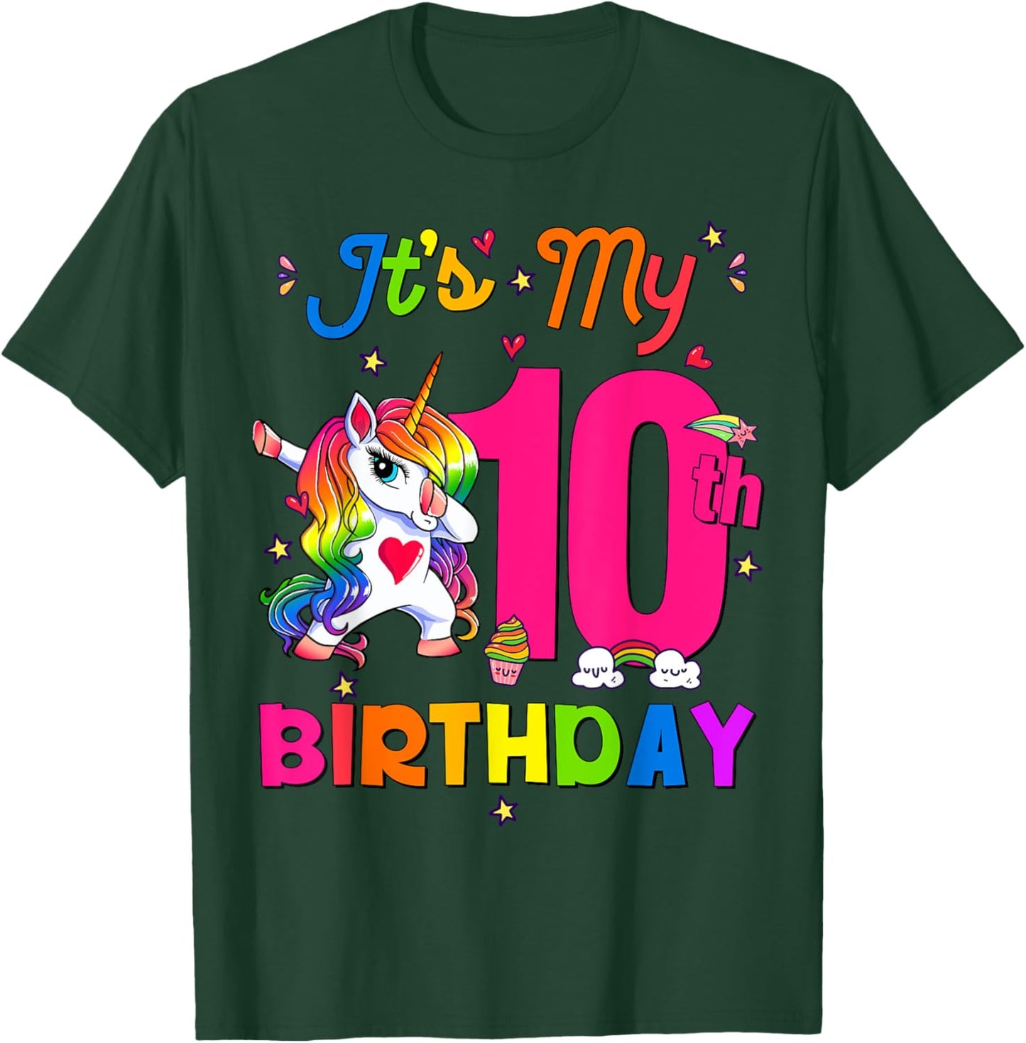 10 Years Old Unicorn It's My 10th Birthday Girl Party T-Shirt - T-Shirt | Forest