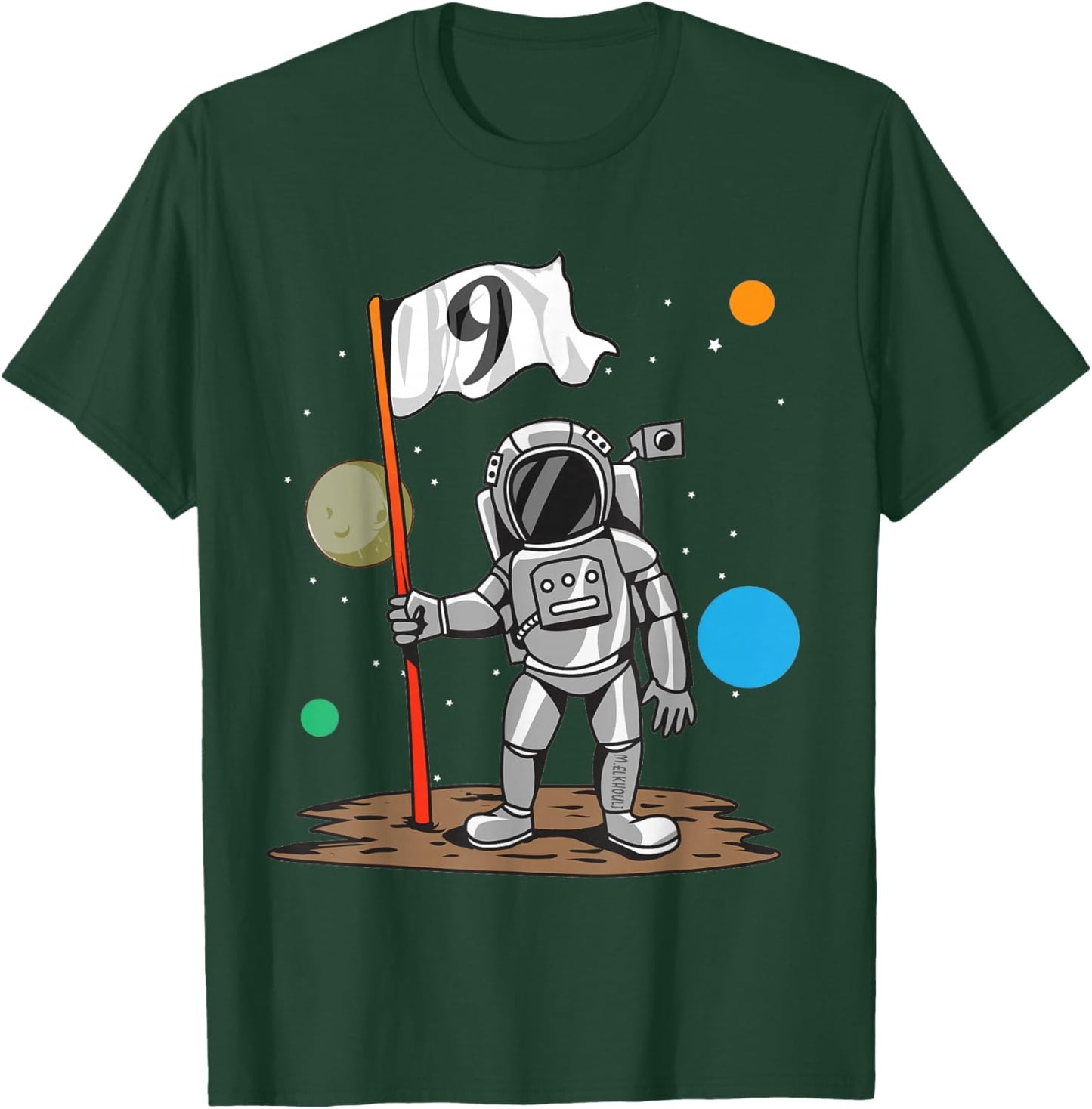 9th Birthday Party Outer Astrology | 9 Years Astronaut Space T-Shirt - T-Shirt | Forest