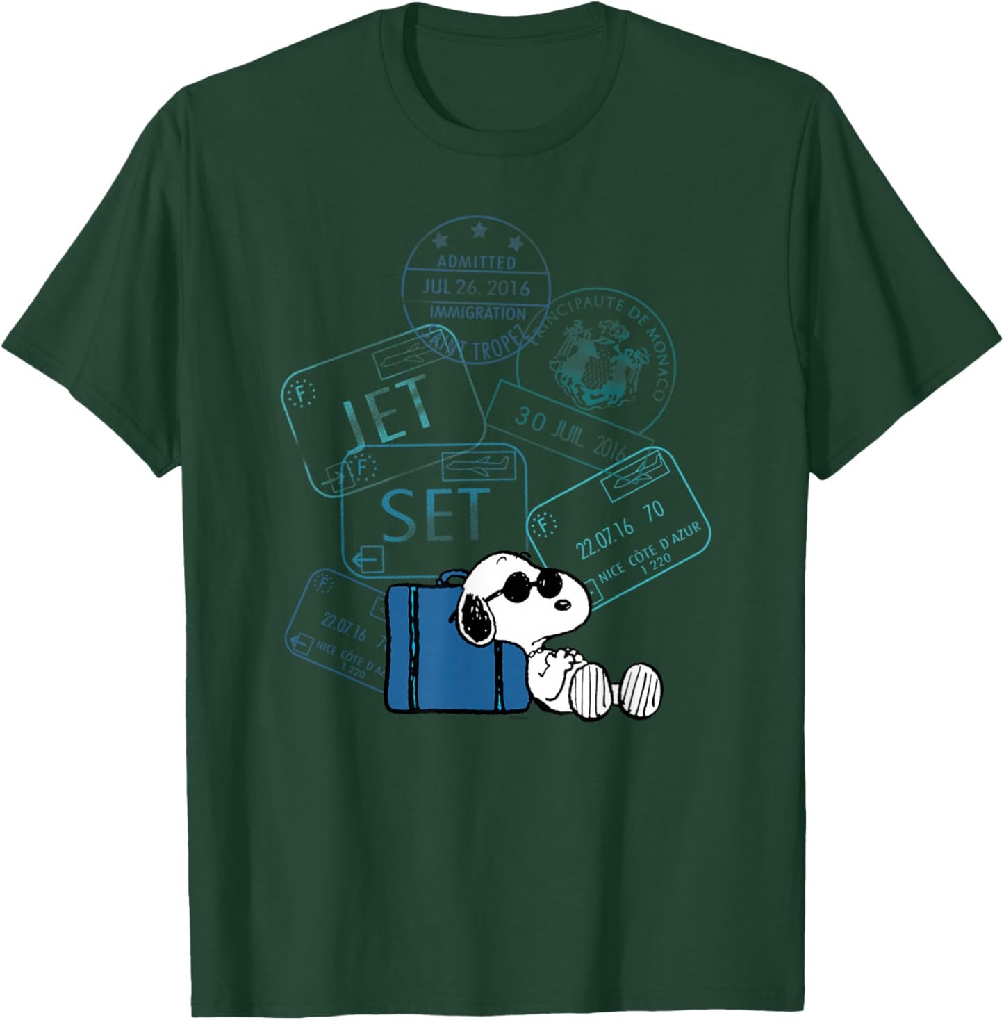 Peanuts - Snoopy Travel Stamps T-Shirt - T-Shirt | Forest
