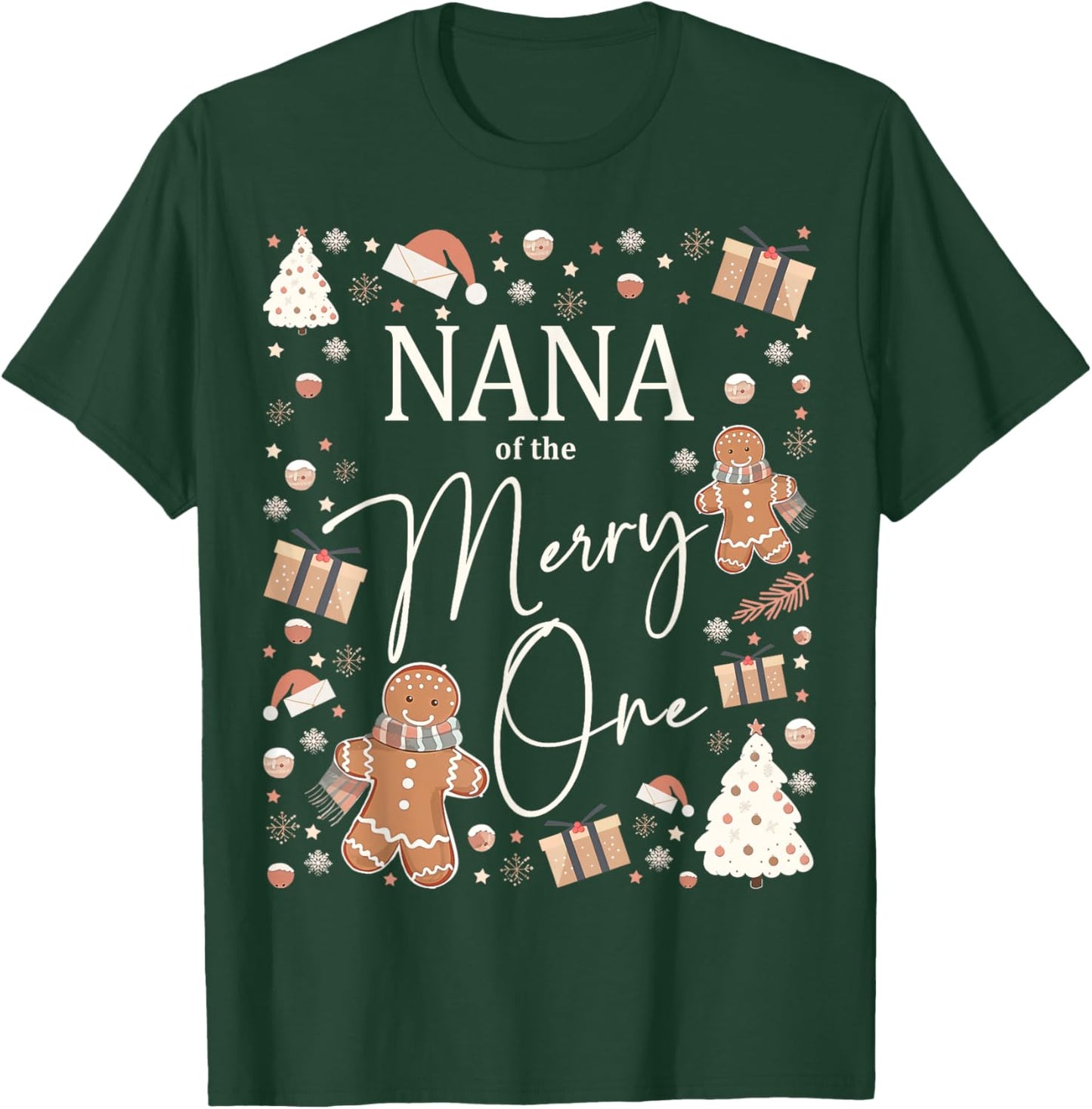 Nana of The Merry One Gingerbread Family's Fun at Christmas T-Shirt - T-Shirt | Forest