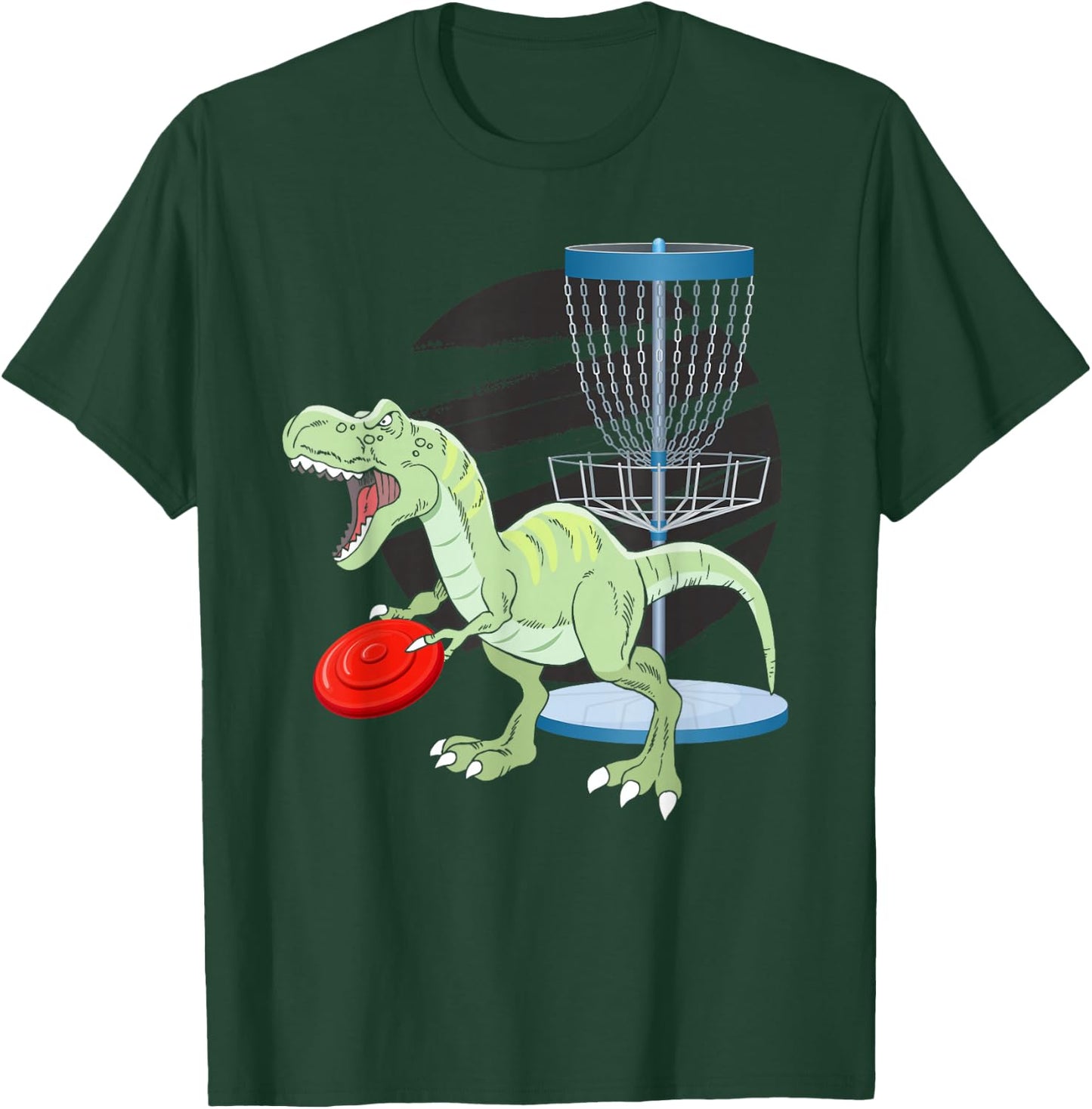 T Rex Frisbee Dinosaur Recreational Tosser Dino Disc Golf T-Shirt - T-Shirt | Forest