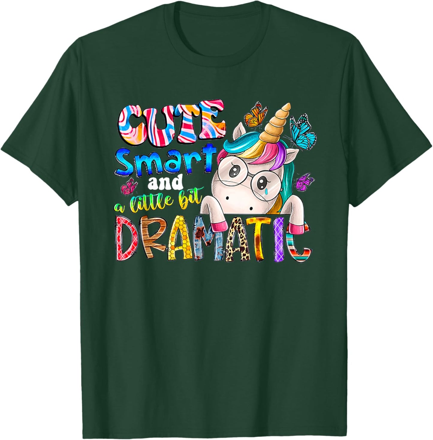 Cute smart and a little bit dramatic Funny Unicorn Kid Girls T-Shirt - T-Shirt | Forest