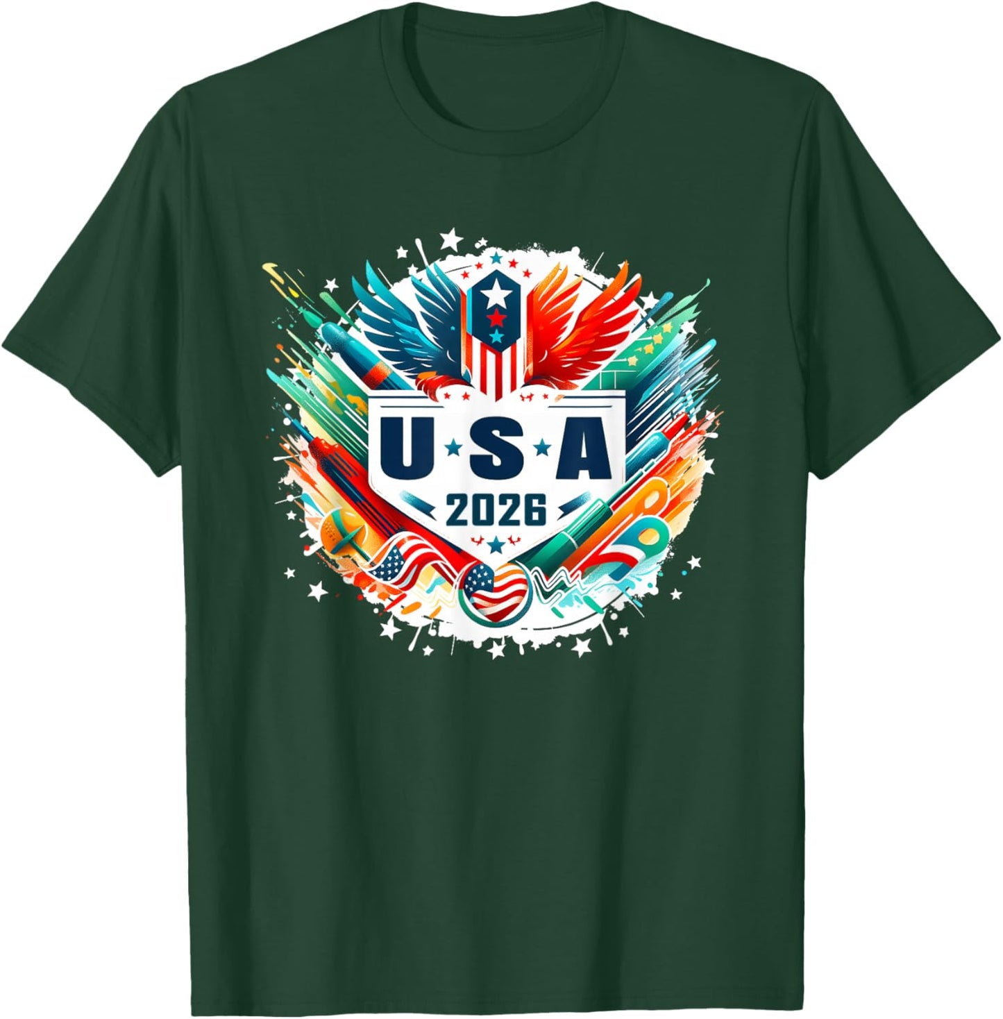 USA 2026 Go United States Sport USA Team 2026 USA T-Shirt - T-Shirt | Forest