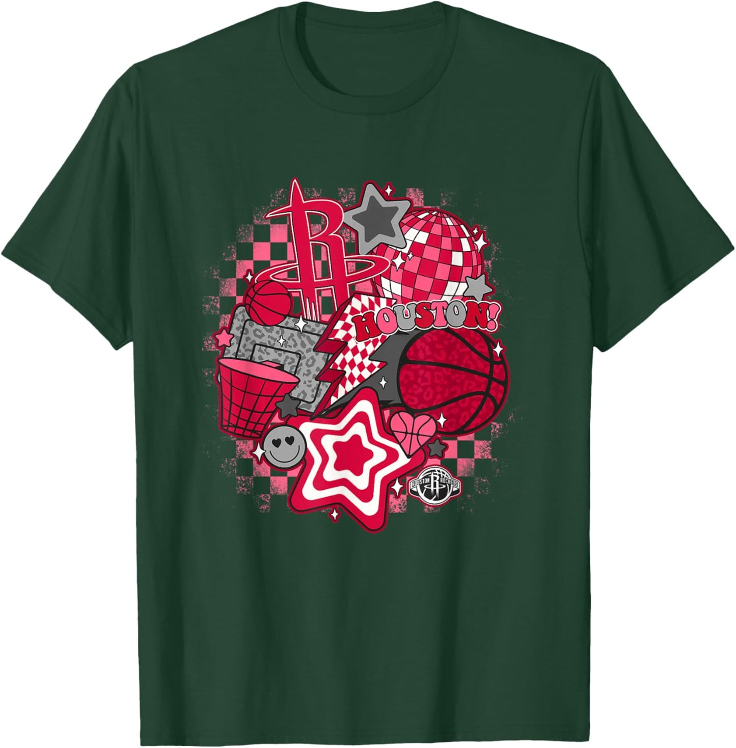NBA Houston Rockets Psychedelic Basketball Collage T-Shirt - T-Shirt | Forest