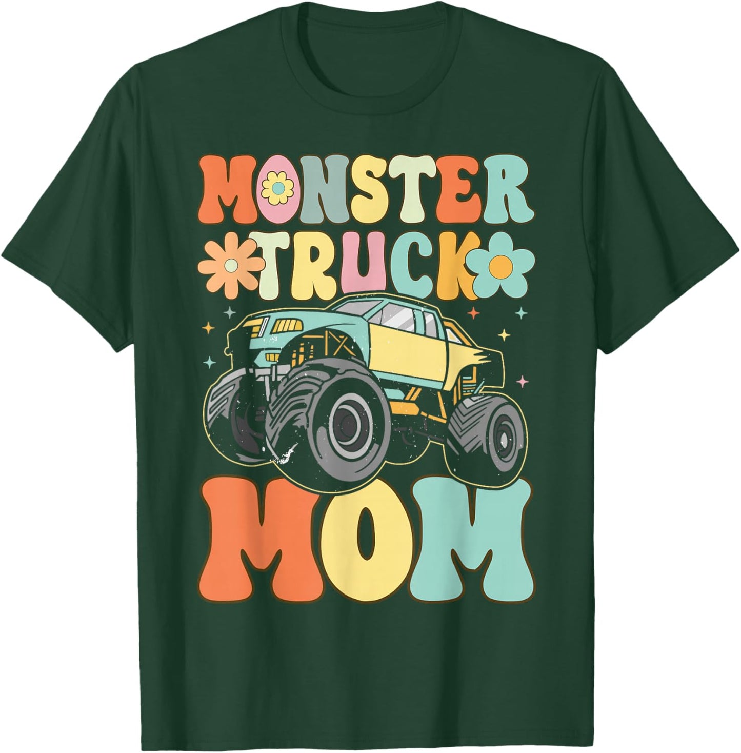 Monster Truck Mom Groovy Truck Lover Mom Female T-Shirt - T-Shirt | Forest