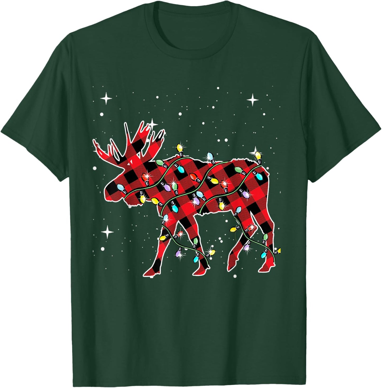 Pajamas Red& Black Plaid Flannel Christmas Moose Lovers T-Shirt - T-Shirt | Forest