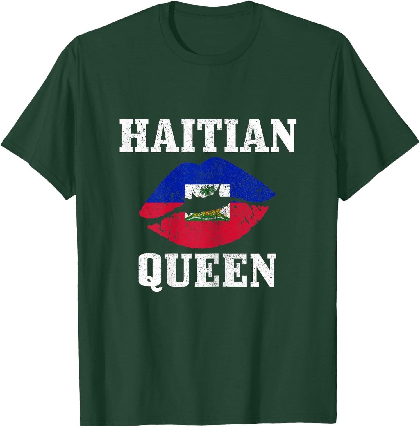 Haitian Queen Haiti Flag Pride Vintage Girl T-Shirt - T-Shirt | Forest