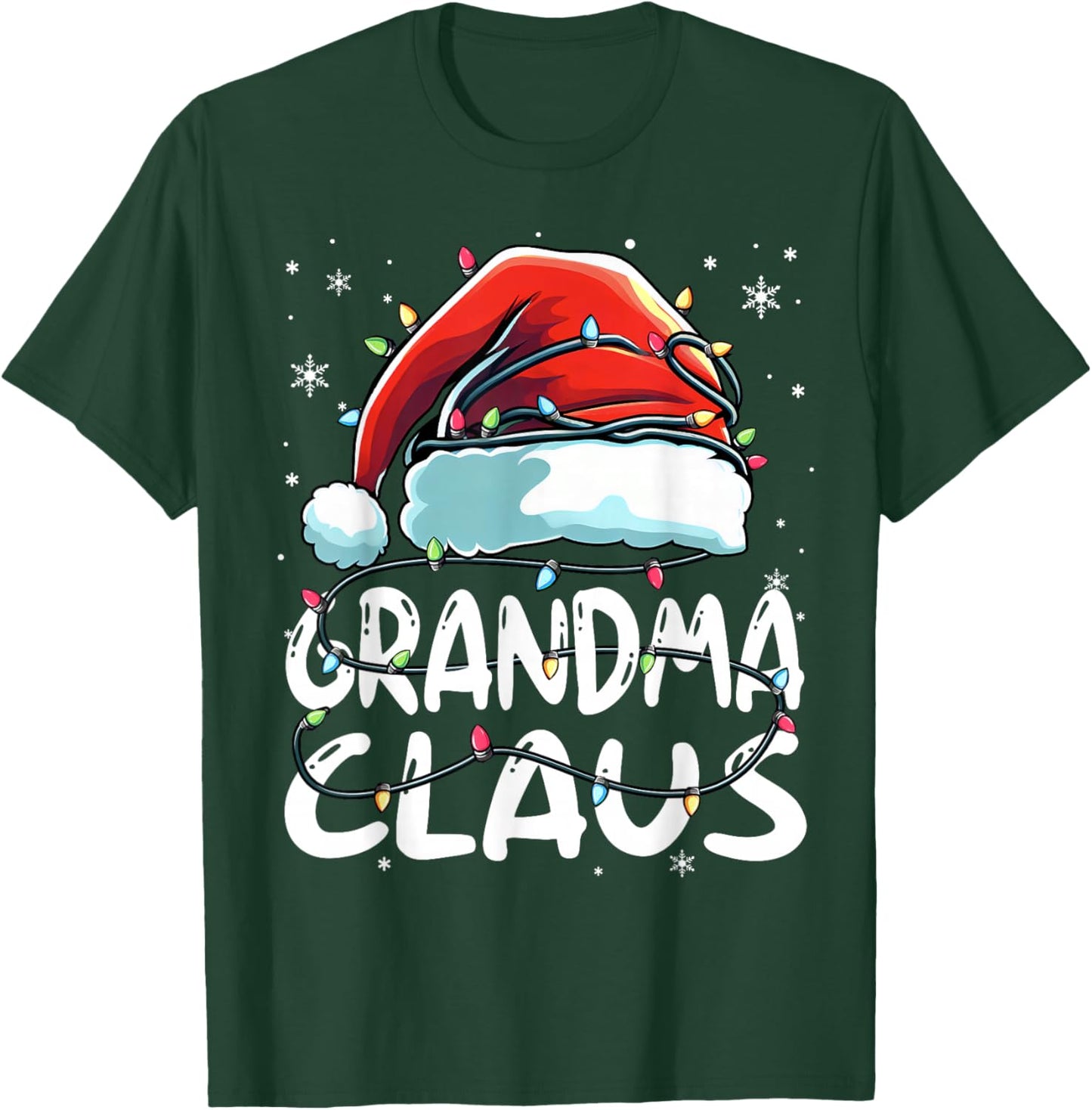 Grandma Claus Christmas Lights Matching Family Xmas Pajama T-Shirt - T-Shirt | Forest