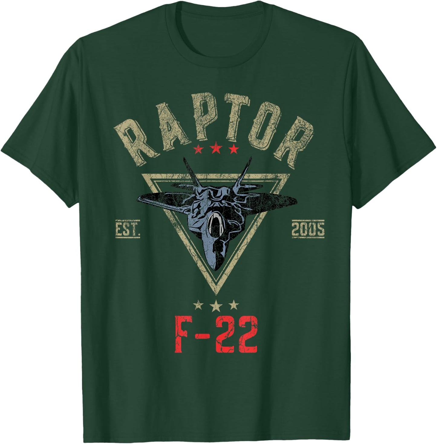 Vintage F-22 Raptor Fighter Jet | Aircraft Veteran T-Shirt - T-Shirt | Forest