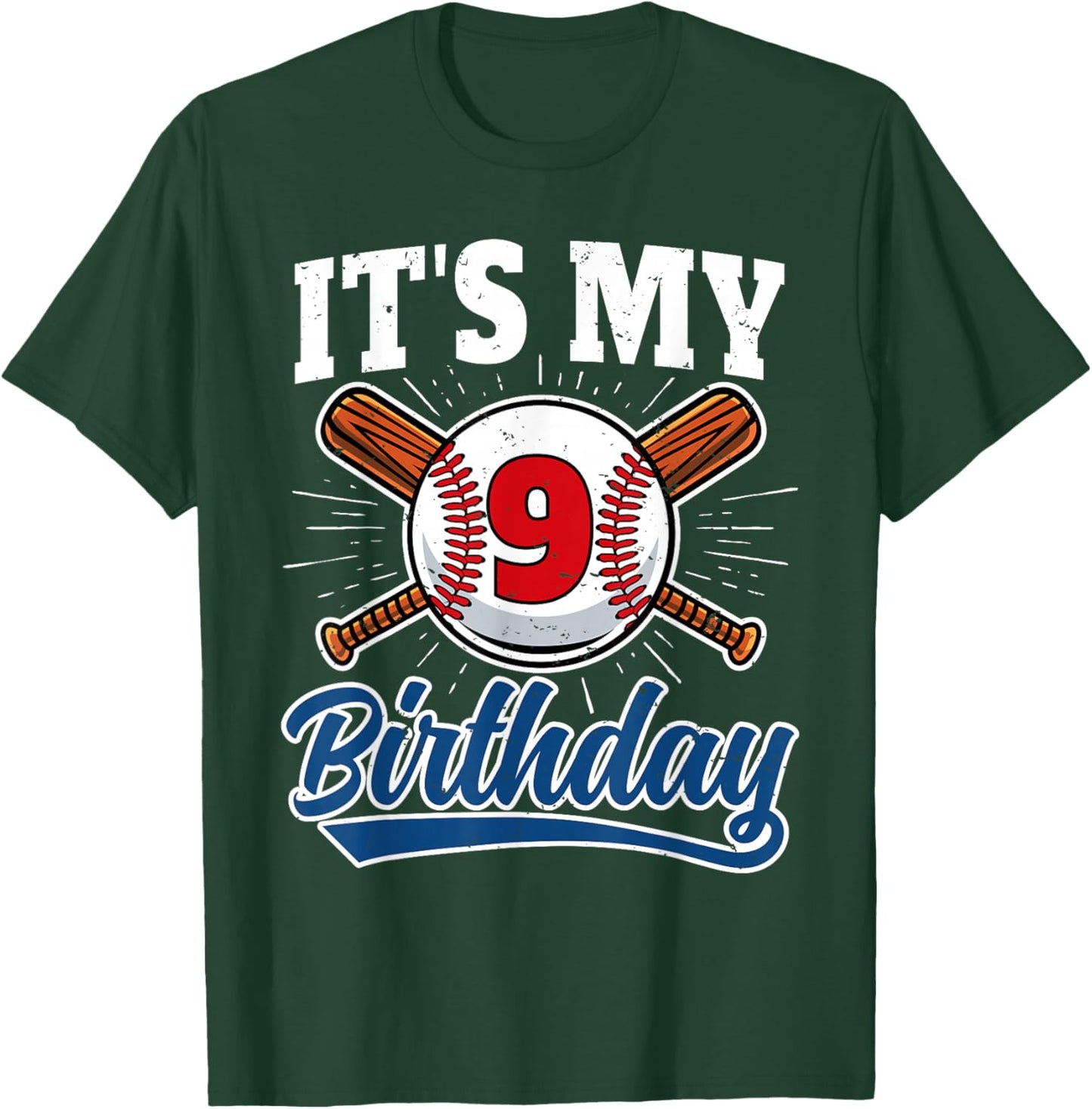 9 Years Old Kids Baseball Player 9th Birthday Party Boys T-Shirt - T-Shirt | Forest