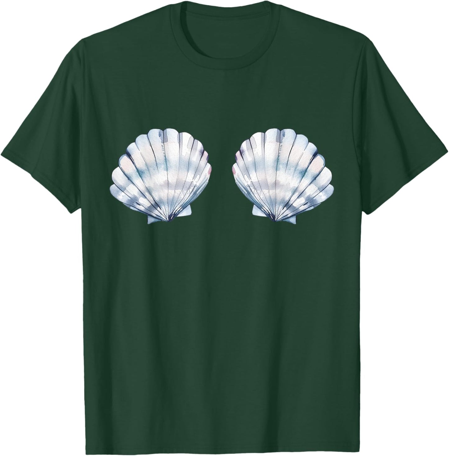 Mermaid Sea Shell Bra Graphic Seashell Costume Women T-Shirt - T-Shirt | Forest