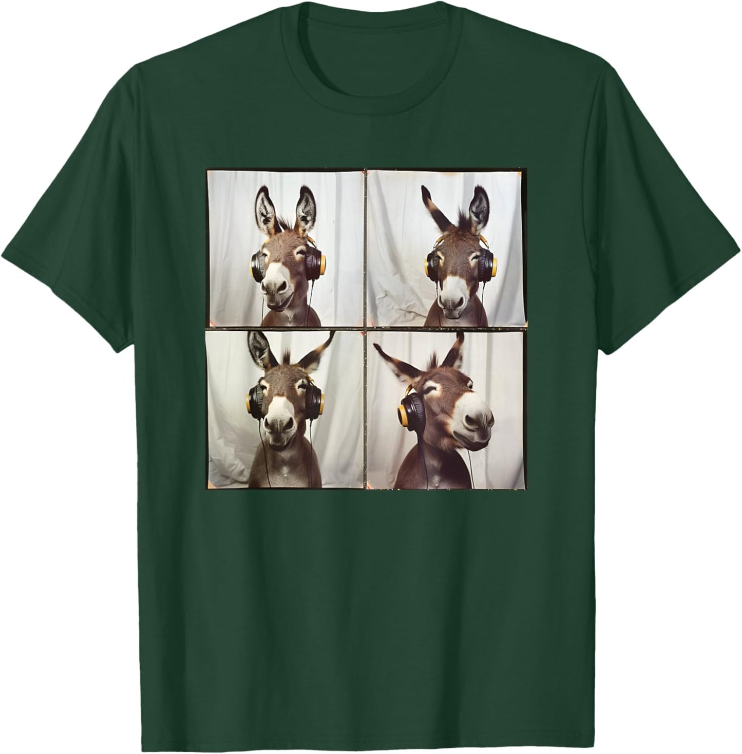 DJ Animal With Headphones Music Men Women Kids Quirky Donkey , Small, Black T-Shirt - T-Shirt | Forest