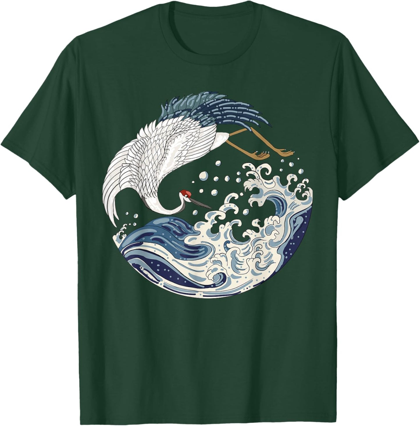 Japanese Vintage Art The Great Wave Sea Crane Bird T-Shirt - T-Shirt | Forest