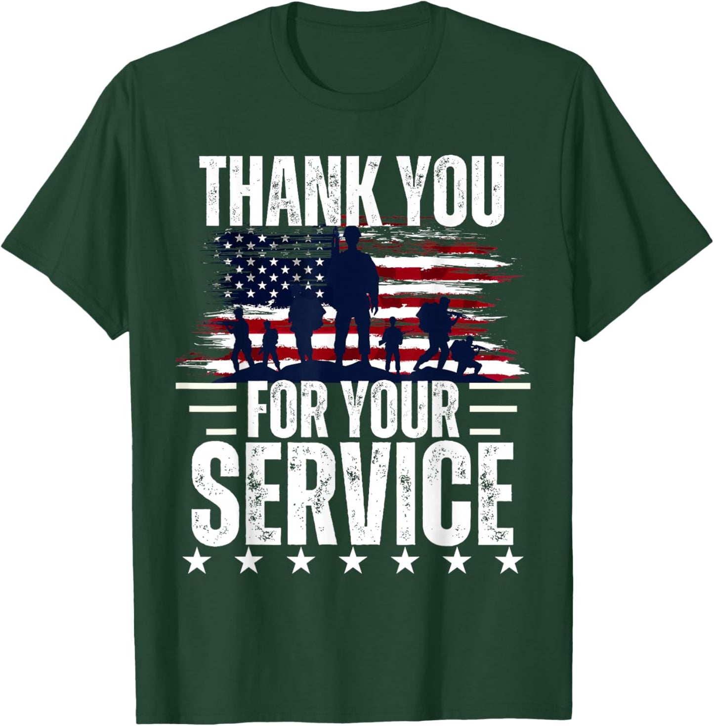Vintage Veteran Thank You for Your Service Veteran's Day T-Shirt - T-Shirt | Forest