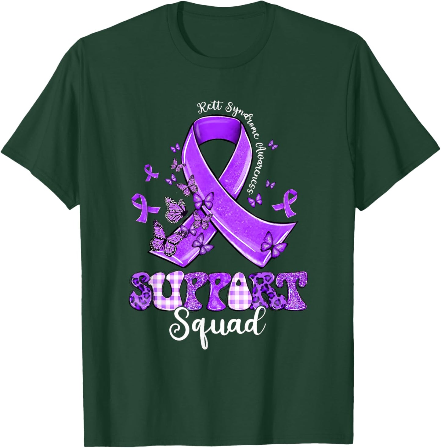 Support Squad Purple Ribbon Butterfly Rett Syndrome T-Shirt - T-Shirt | Forest