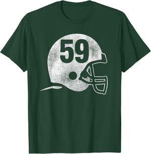 Vintage Football Helmet Player Number 59 T-Shirt - T-Shirt | Forest