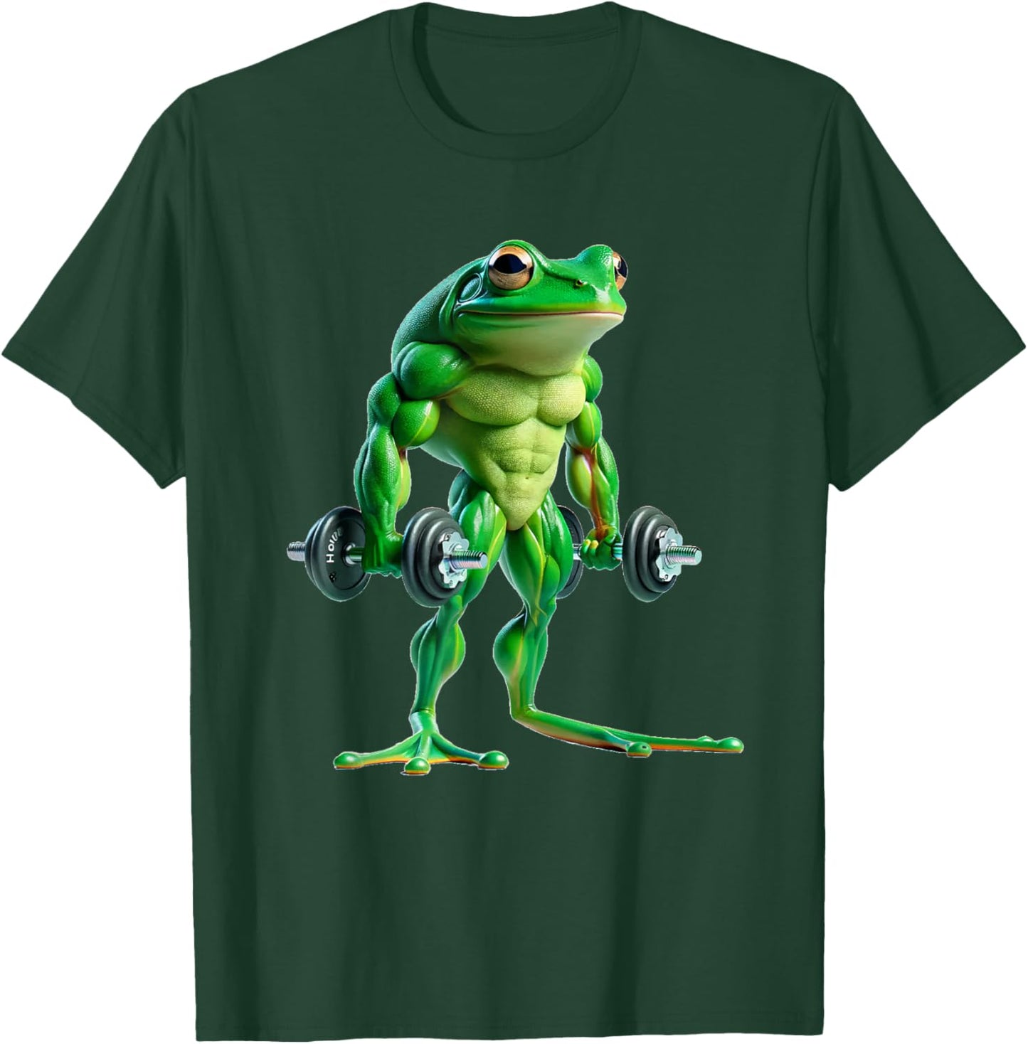 Buff Frog Lifting Weights Funny Fitness Workout Gym Lover T-Shirt - T-Shirt | Forest