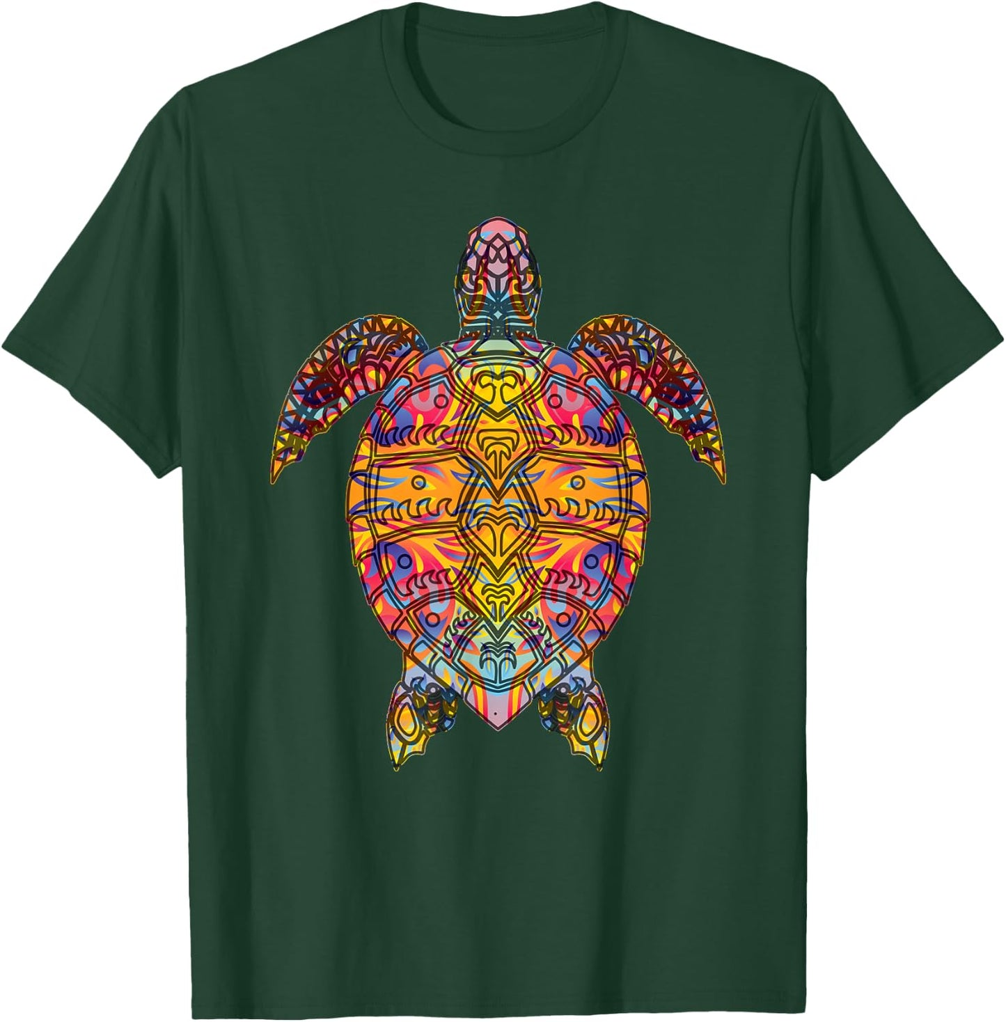 Psychedelic Hippie Sea Turtle Gift. Tribal Turtle design T-Shirt - T-Shirt | Forest