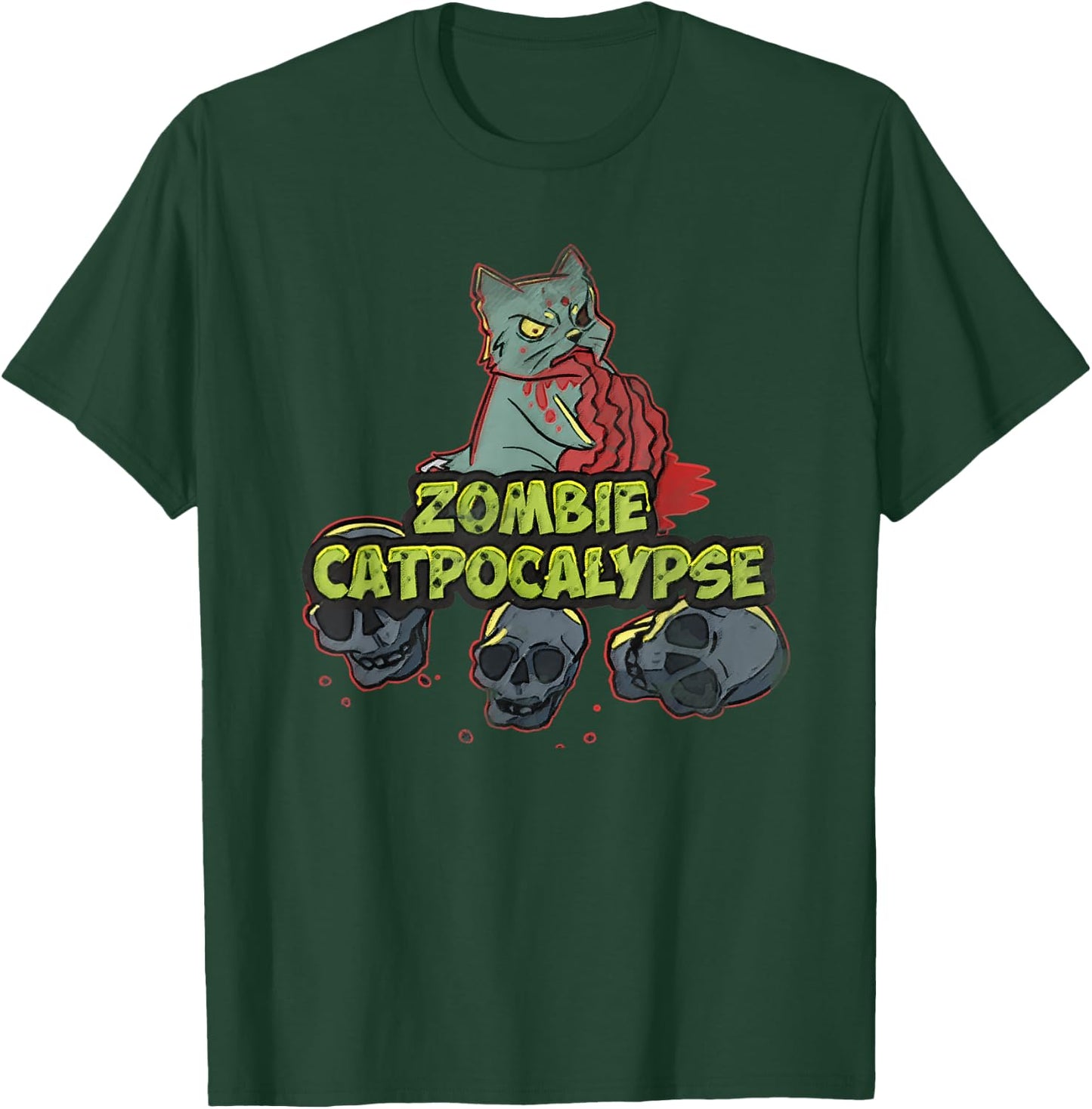 Halloween Zombie Cat Apocalypse Funny Kitty Lover Party Women T-Shirt - T-Shirt | Forest