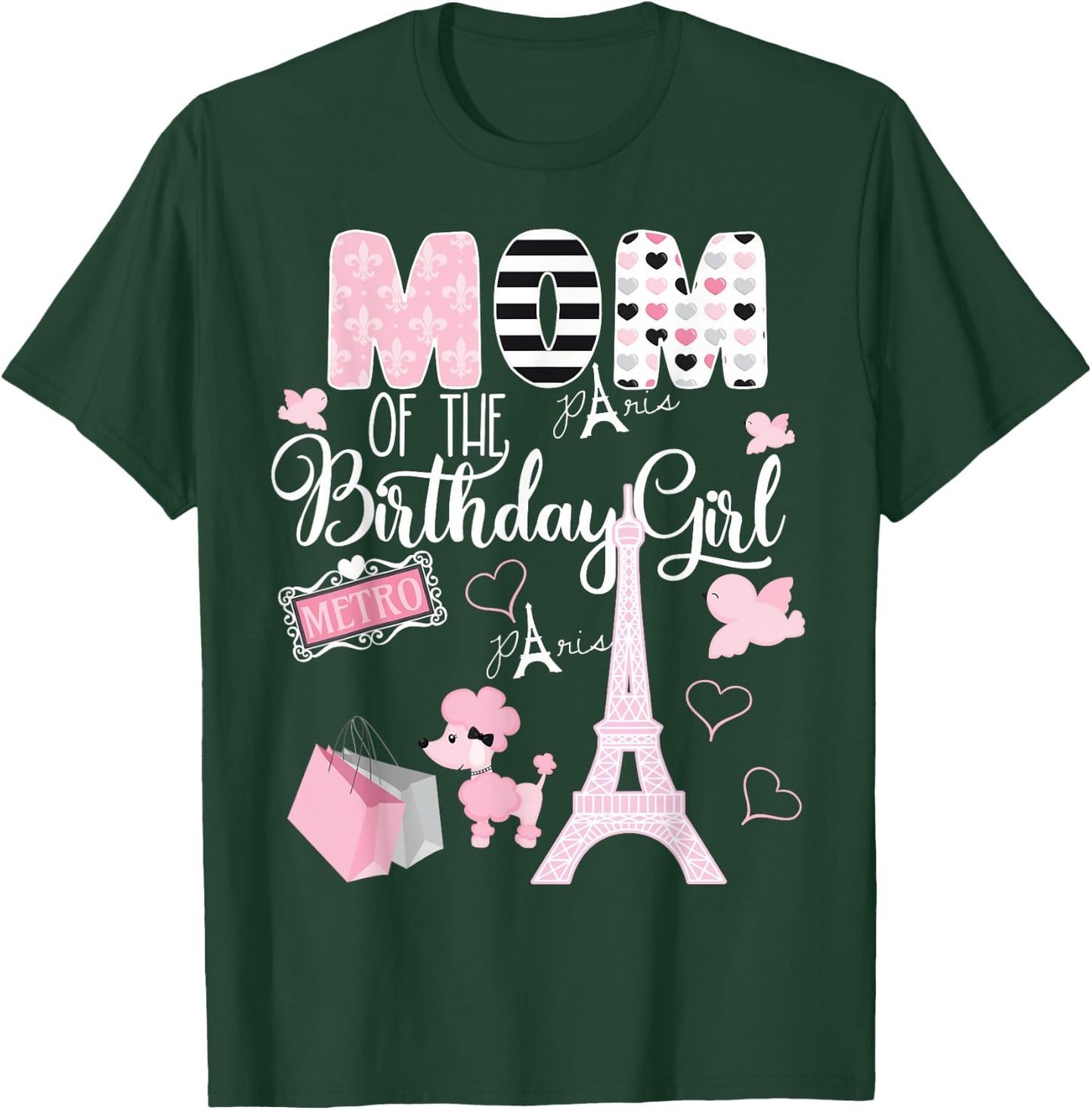 Mom of the Birthday Girl Paris Birthday Matching Family T-Shirt - T-Shirt | Forest