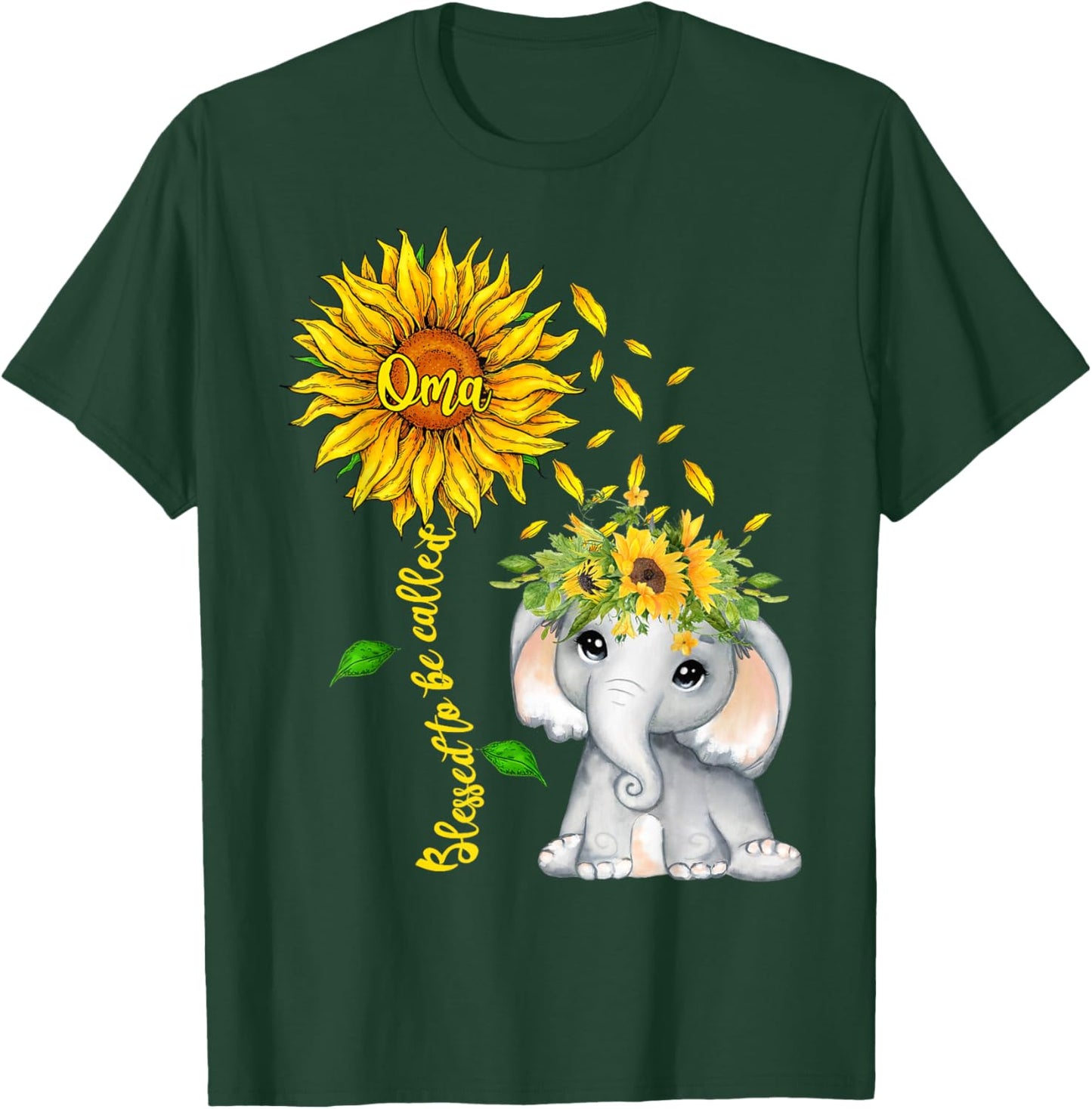 Blessed To Be Called Oma Sunflower Elephant Women T-Shirt - T-Shirt | Forest