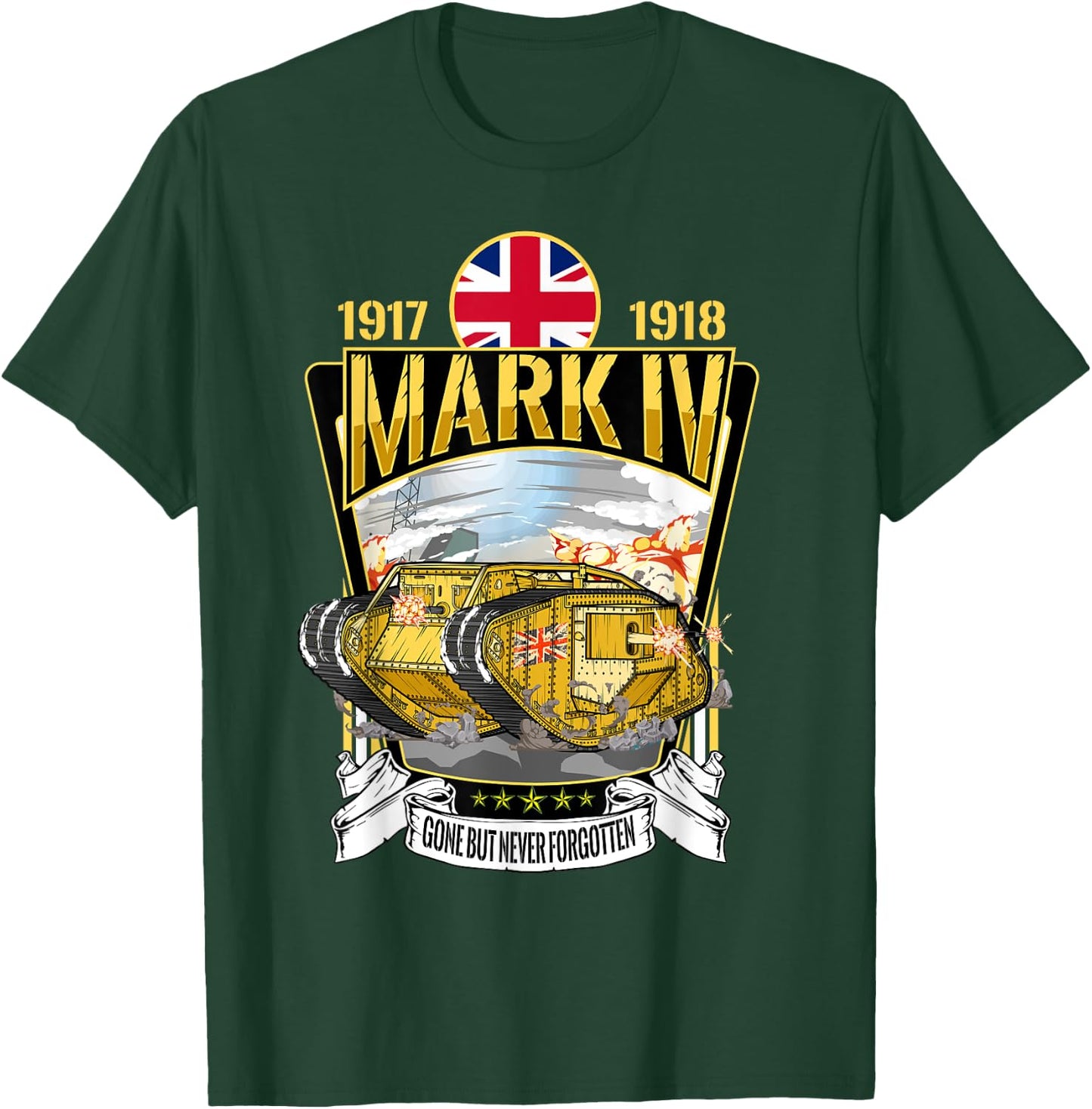 Vintage World War 1 British Tank Mark IV Male WW1 gift T-Shirt - T-Shirt | Forest