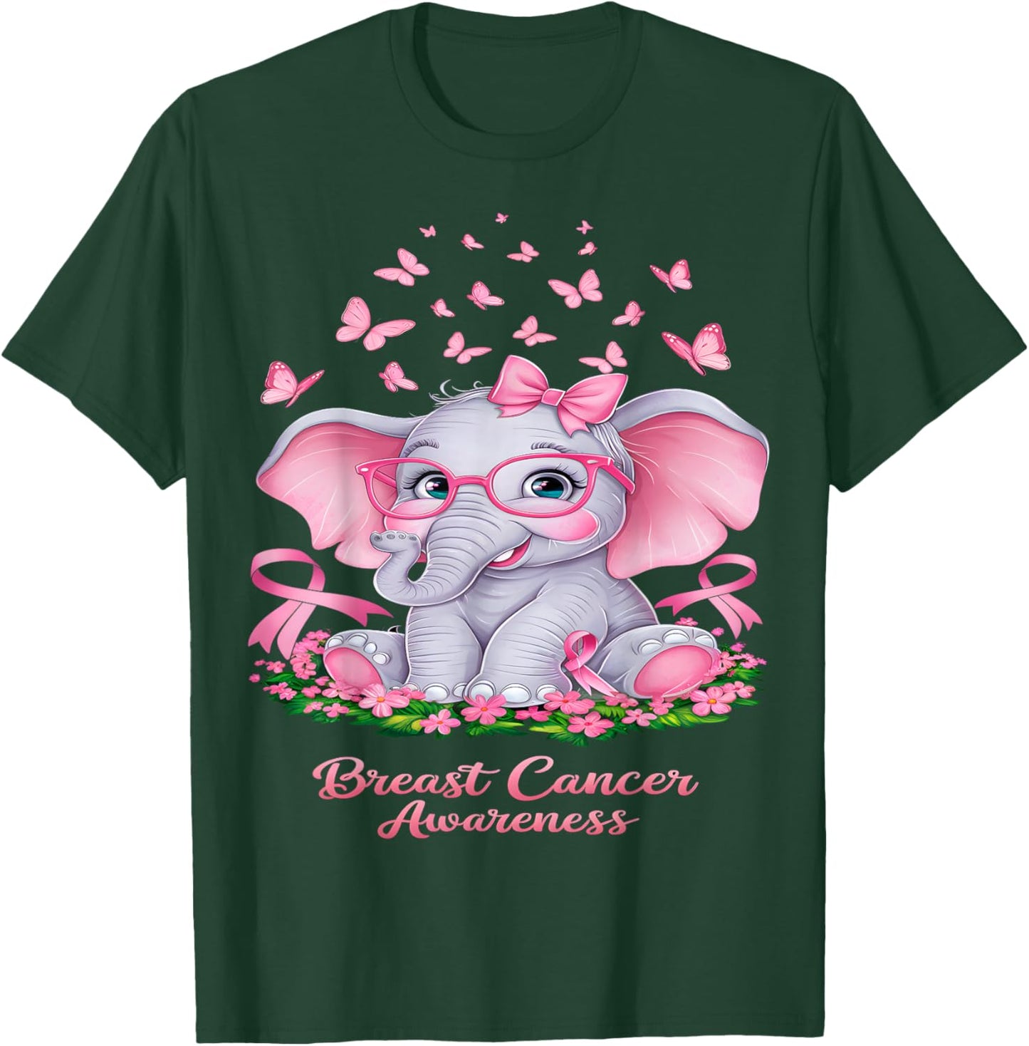 Cancer Awareness Breast Elephant T-Shirt - T-Shirt | Forest