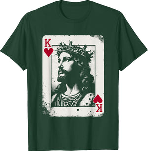 Jesus King of Hearts - Vintage Religious Card Game Lover T-Shirt - T-Shirt | Forest