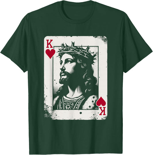 Jesus King of Hearts - Vintage Religious Card Game Lover T-Shirt - T-Shirt | Forest