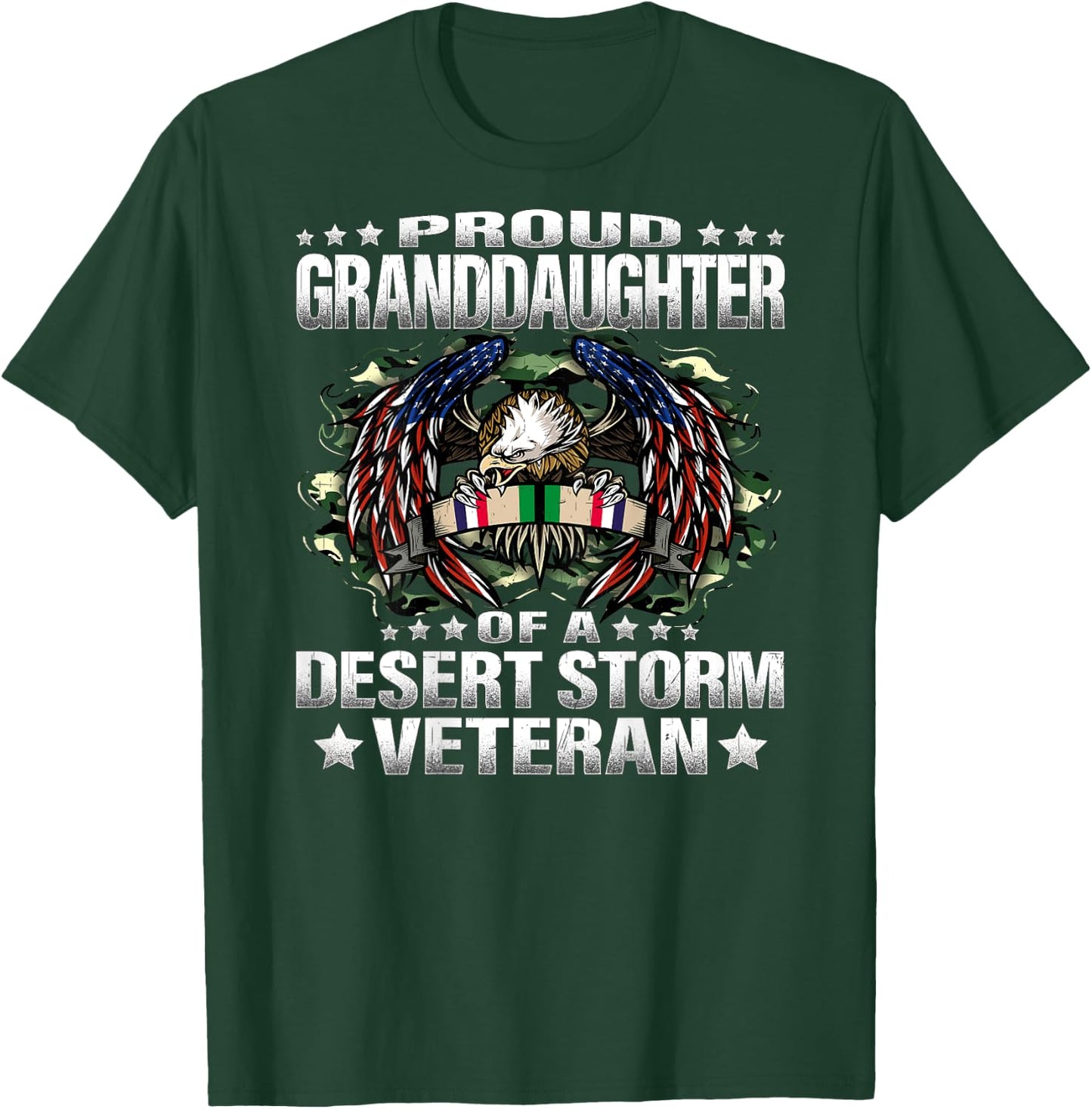 Proud Granddaughter Of A Desert Storm Veteran Vet's Family T-Shirt - T-Shirt | Forest