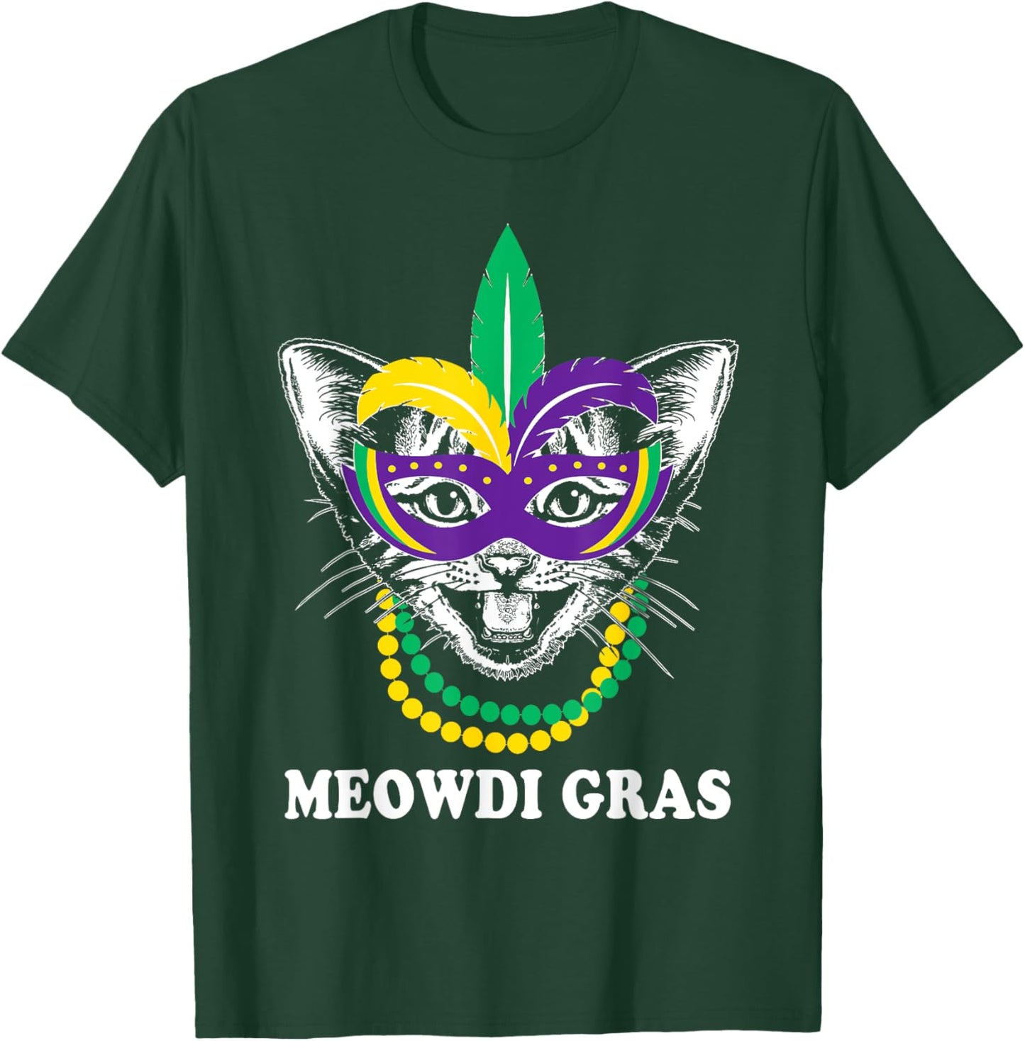 Meowdi Gras Mardi Gras Cat Lover New Orleans Louisiana USA Women Kids T-Shirt - T-Shirt | Forest