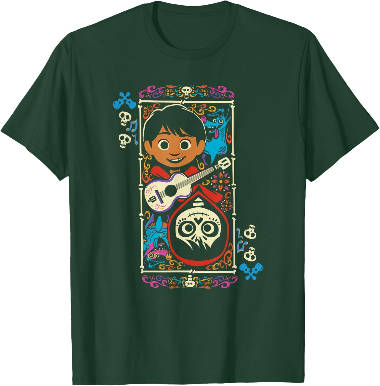 Disney Pixar Coco Miguel Two Faces Day Of The Dead Big Frame T-Shirt - T-Shirt | Forest