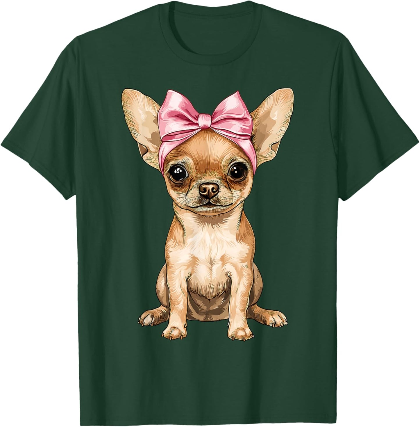 Coquette Bow Chihuahua Dog Mom Mothers Day Pink Girl T-Shirt - T-Shirt | Forest