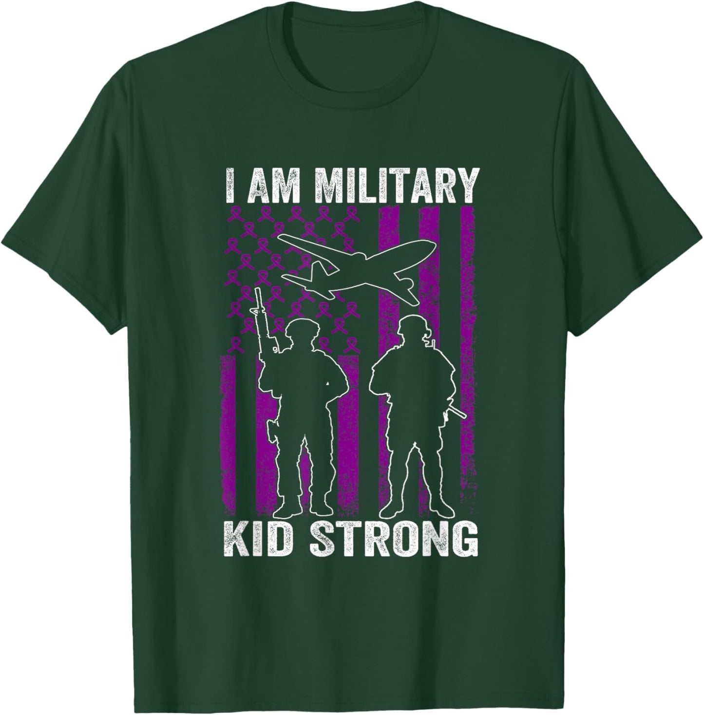 I Am Military Kid Strong Month Of The Military Child Army T-Shirt - T-Shirt | Forest