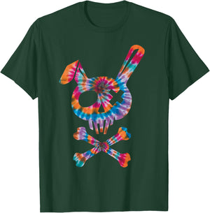 Scary Skull And Crossbones Bad Rabbit Horror Bunny Tie Dye T-Shirt - T-Shirt | Forest