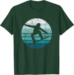 Snowboard, Retro Style Snowboarding, Blue Sunset T-Shirt - T-Shirt | Forest