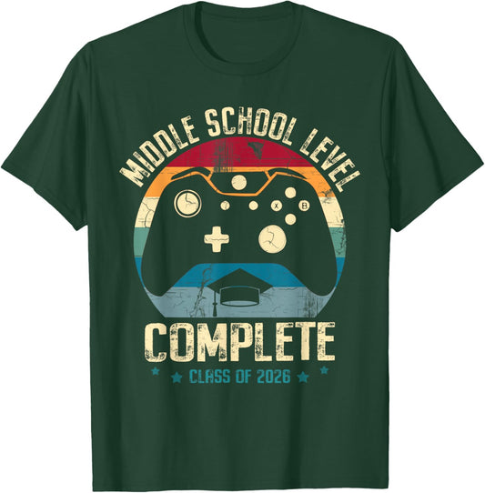 Middle School Level Complete Gamer Class of 2026 Graduation T-Shirt - T-Shirt | Forest